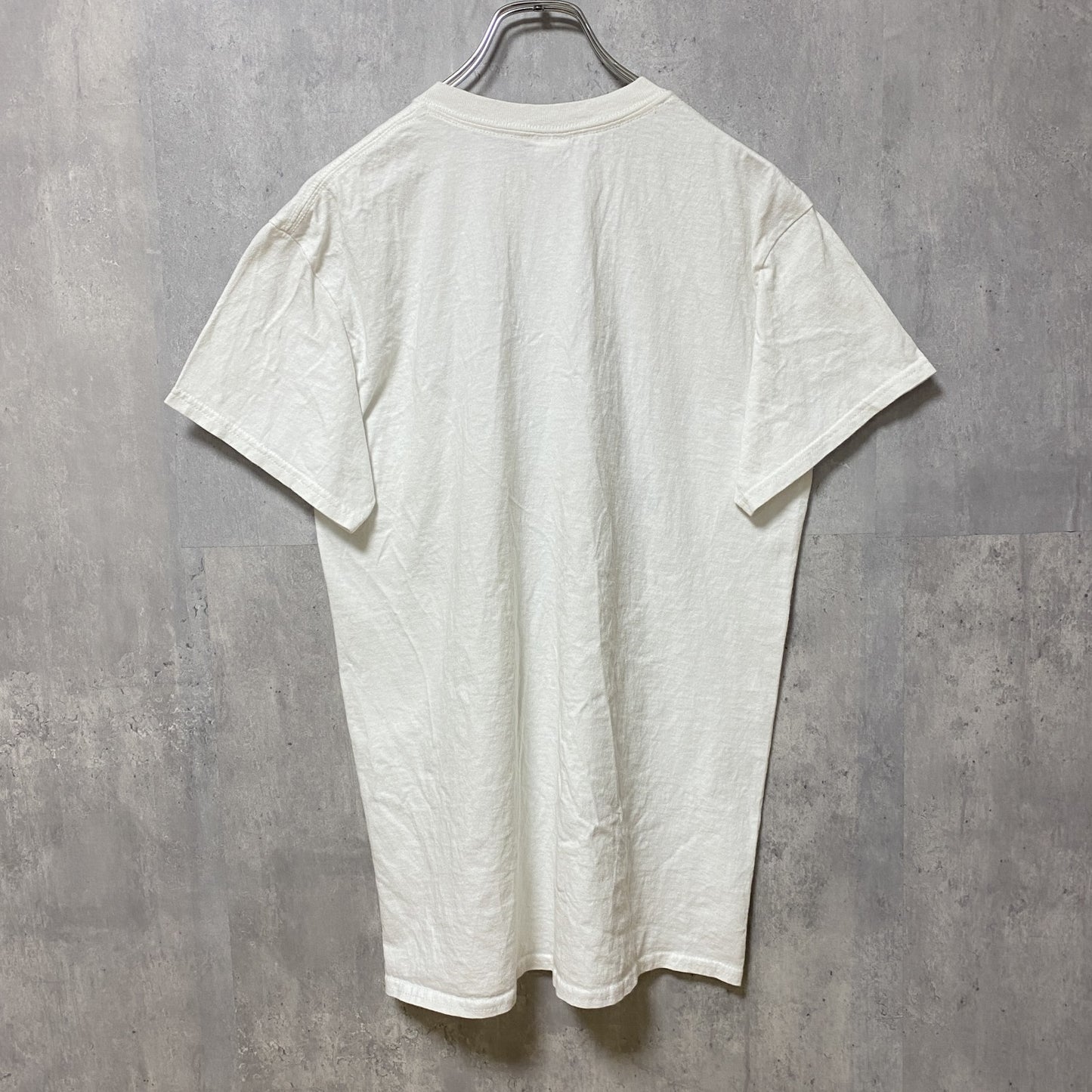 古着 used　GILDAN ギルダン　半袖プリントTシャツ　ホワイト　白　アメフト　スーパーボウル　2018　レトロ　Mサイズ