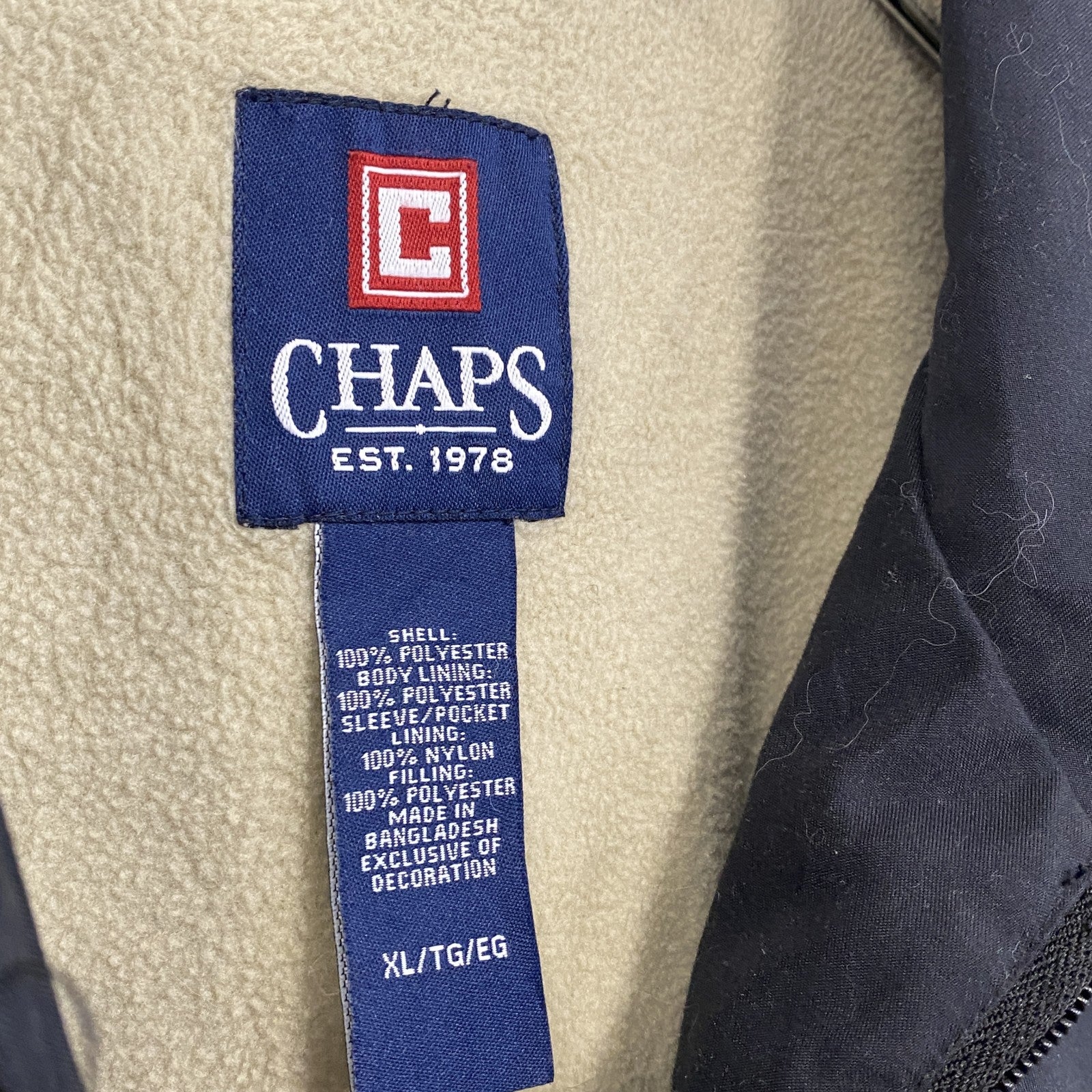 CHAPS　チャプス　ラルフローレン　ブルゾン/スイングトップ　黒　ブラック　裏起毛　XLサイズ