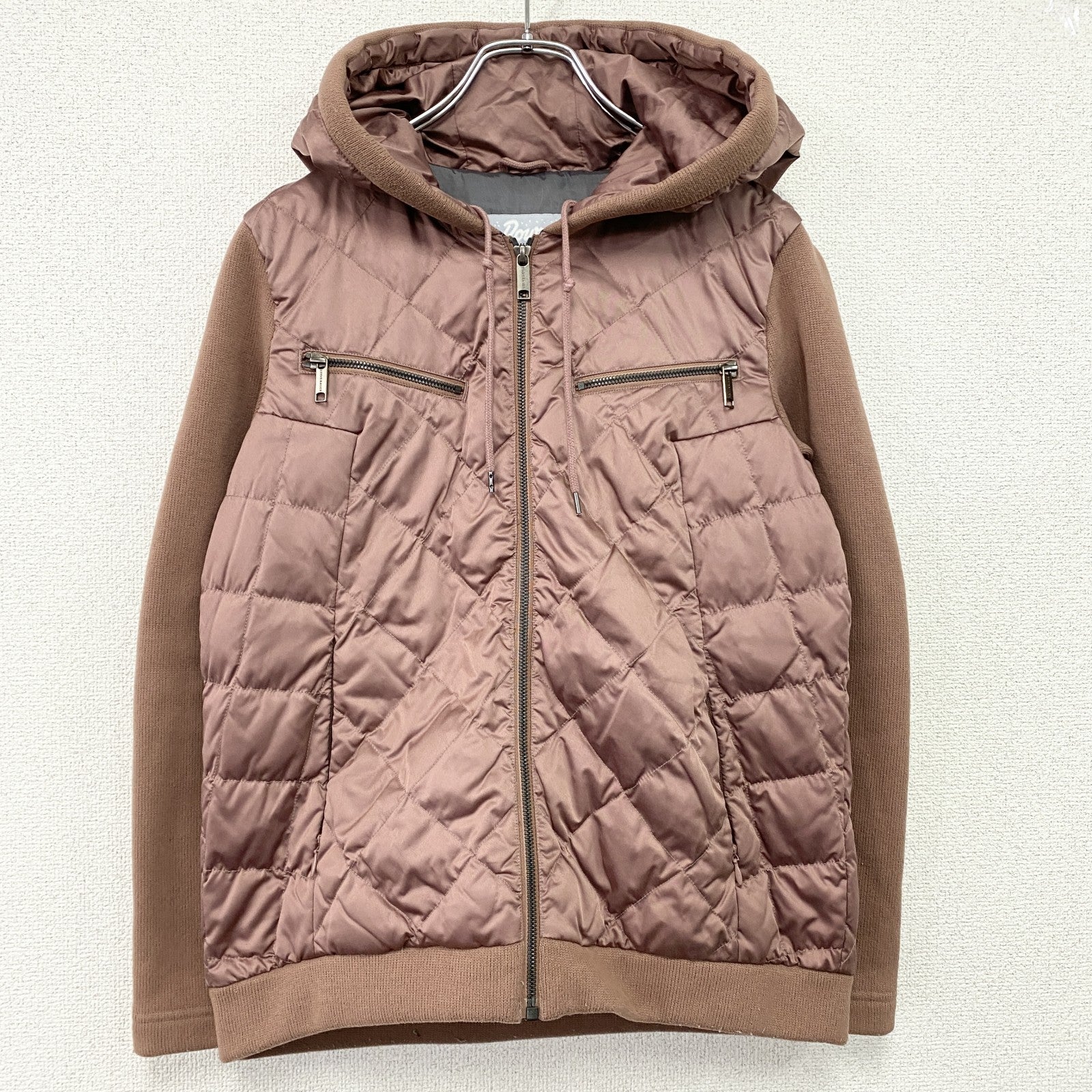 Eddie Bauer　エディーバウアー　フルジップダウンジャケット　ダウン100％　ニット切替　ピンク　Mサイズ