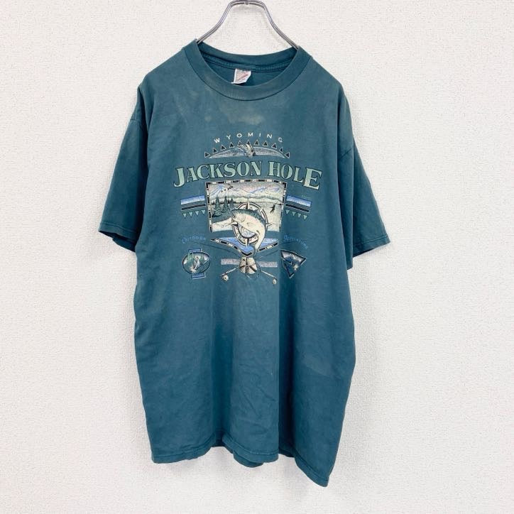 ～90s　JERZEES　ジャージーズ　半袖プリントTシャツ　ヴィンテージ　緑　グリーン　XLサイズ