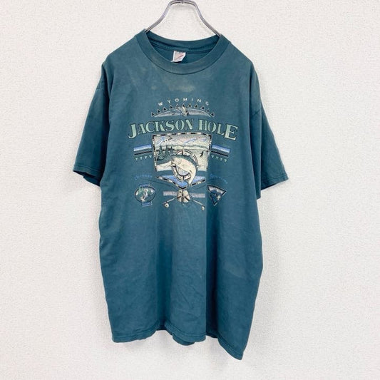 ～90s　JERZEES　ジャージーズ　半袖プリントTシャツ　ヴィンテージ　緑　グリーン　XLサイズ