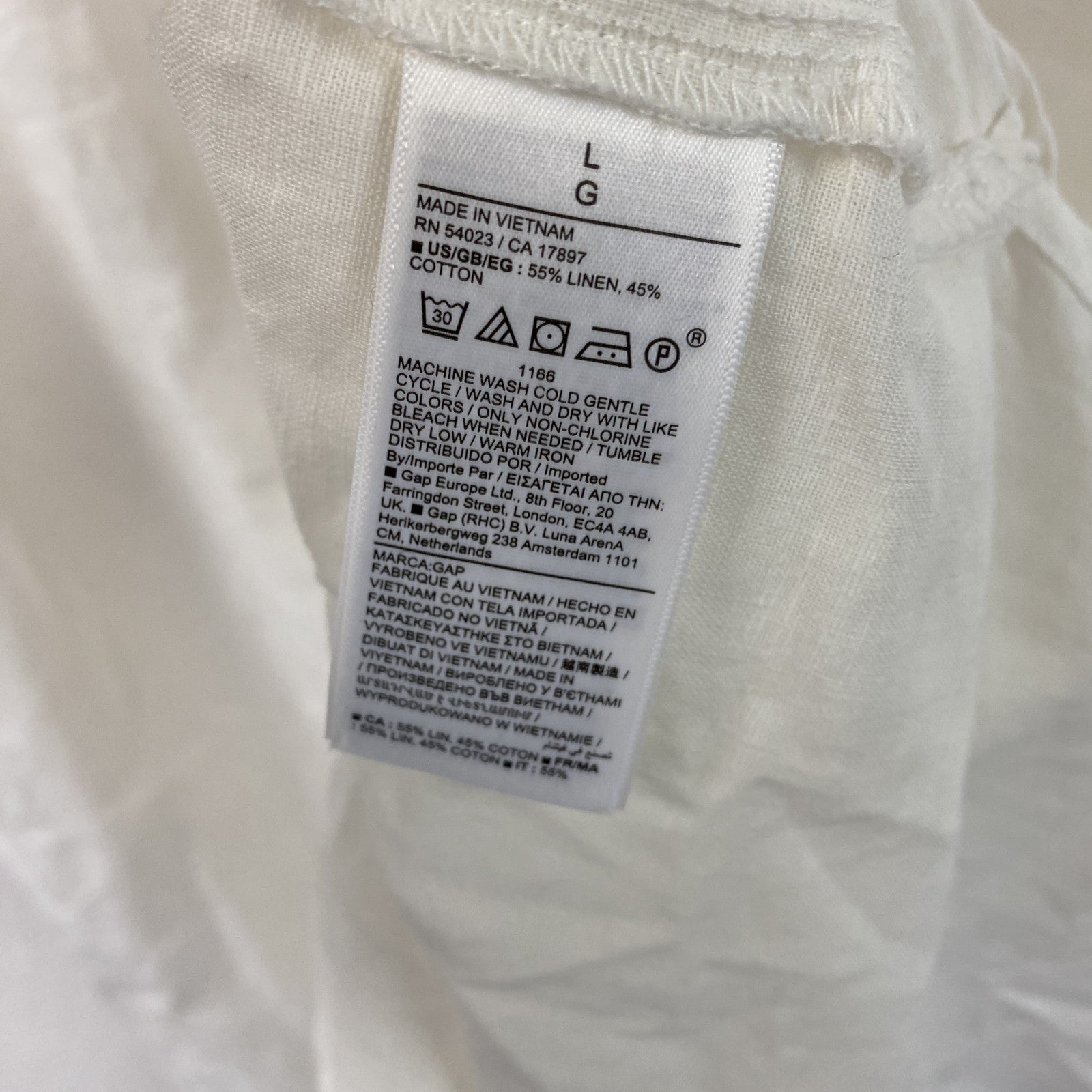 GAP　ギャップ　ロングシャツワンピース　白　ホワイト　Lサイズ
