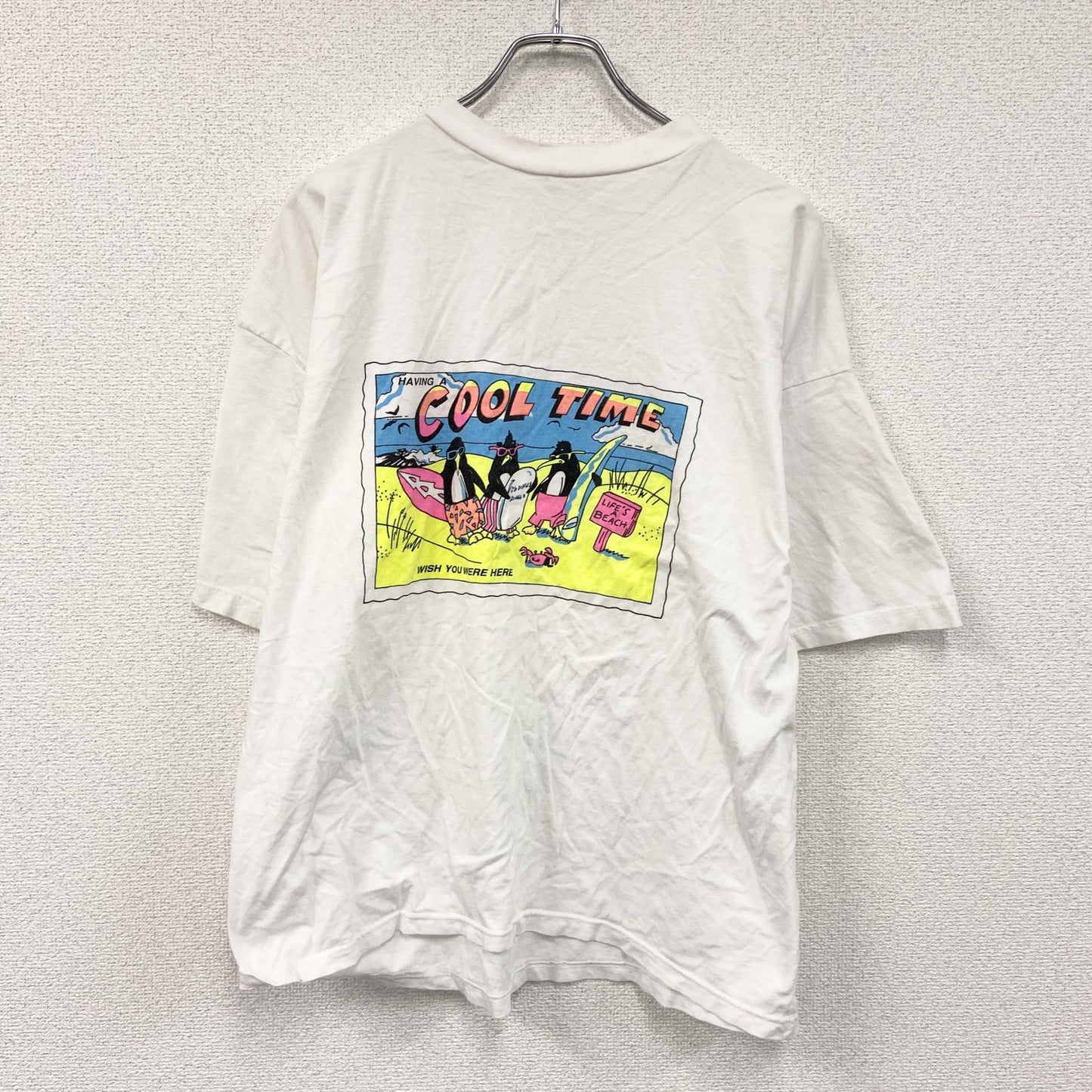90s～　Costa Dor　半袖Tシャツ　アニマルT　染み込みプリント　ユーロヴィンテージ　白　ホワイト　Lサイズ