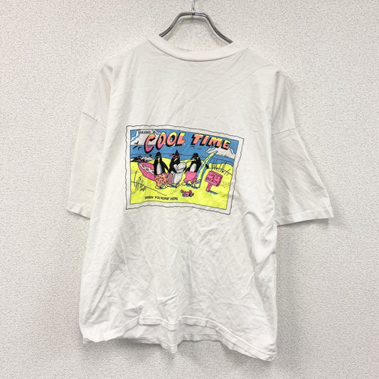 90s～　Costa Dor　半袖Tシャツ　アニマルT　染み込みプリント　ユーロヴィンテージ　白　ホワイト　Lサイズ