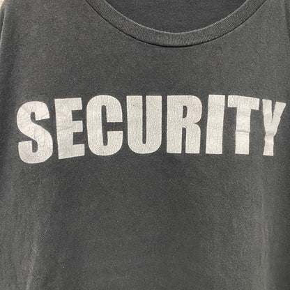 半袖プリントTシャツ　両面プリント　SECURITY　英字プリント　デカロゴ　クルーネック　黒　ブラック