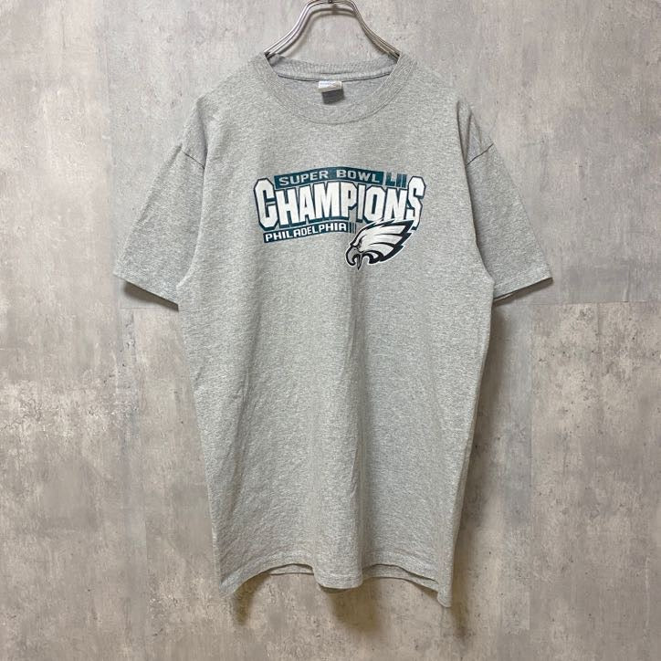 古着 used　NFL　SUPER BOWL　フィラデルフィアイーグルス　半袖プリントTシャツ　グレー　アメフト　Lサイズ