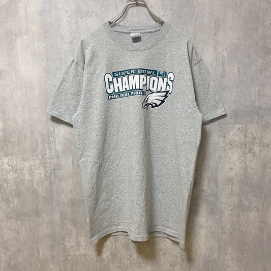 古着 used　NFL　SUPER BOWL　フィラデルフィアイーグルス　半袖プリントTシャツ　グレー　アメフト　Lサイズ