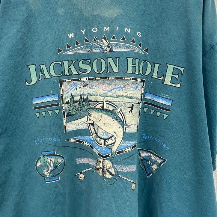 ～90s　JERZEES　ジャージーズ　半袖プリントTシャツ　ヴィンテージ　緑　グリーン　XLサイズ
