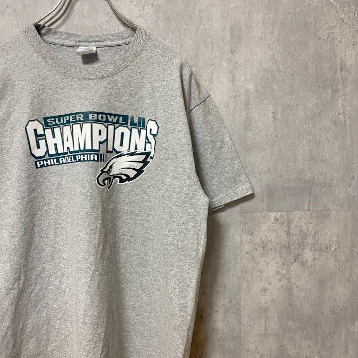 古着 used　NFL　SUPER BOWL　フィラデルフィアイーグルス　半袖プリントTシャツ　グレー　アメフト　Lサイズ