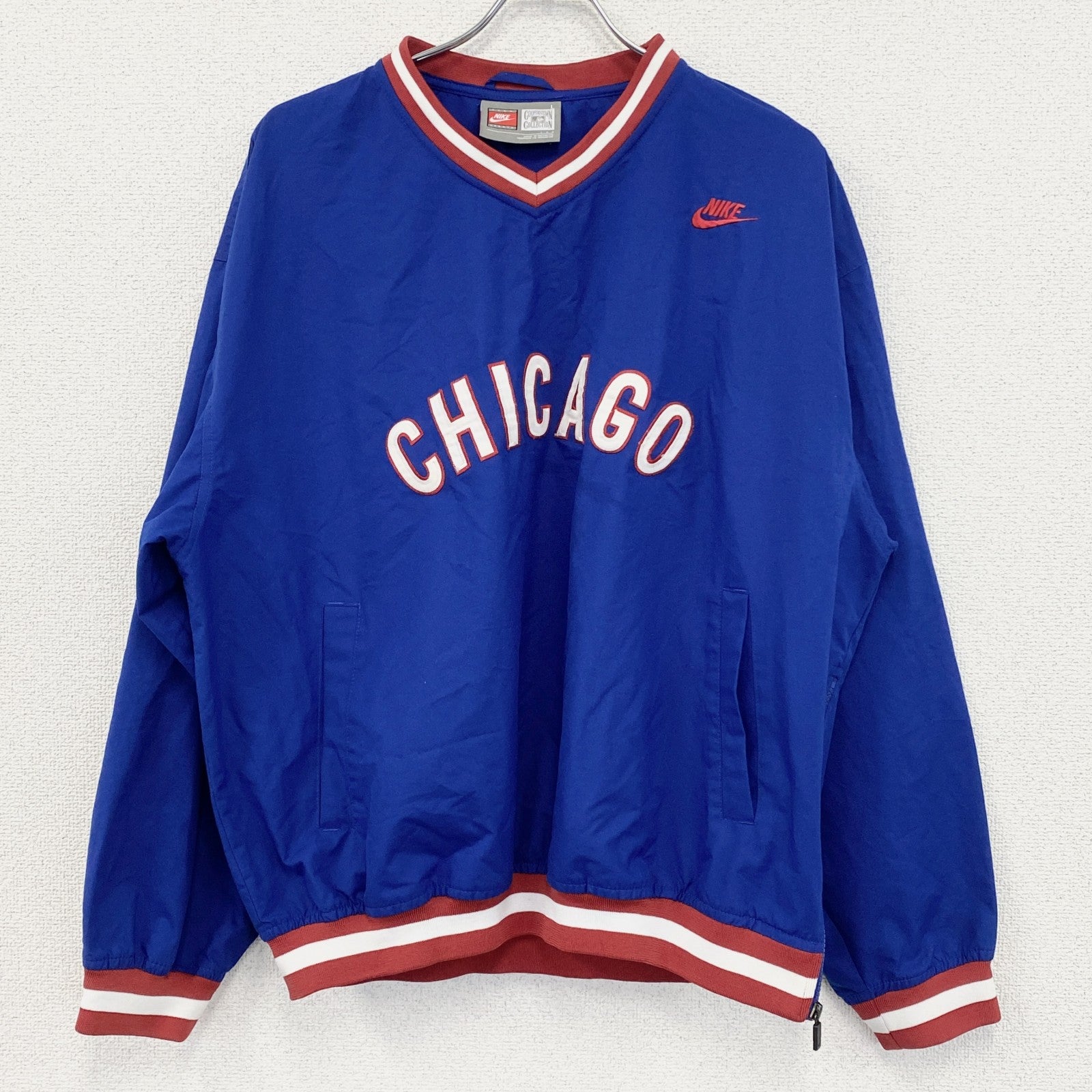 90s　NIKE　ナイキ　シカゴカブス　プルオーバーナイロンジャケット　ヴィンテージ　MLB　青　Lサイズ