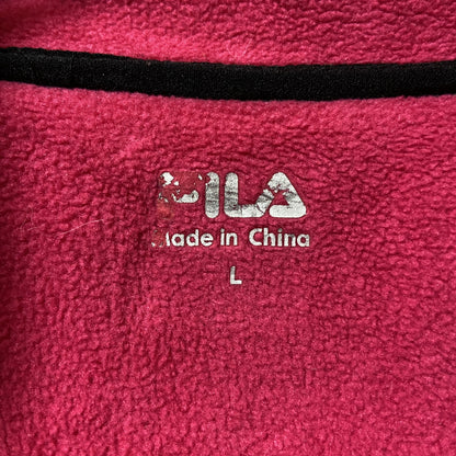 FILA 　フィラ　フリースジャケット/ボアジャケット　刺繍ロゴ　ワンポイント　ピンク　黒　ブラック　Lサイズ