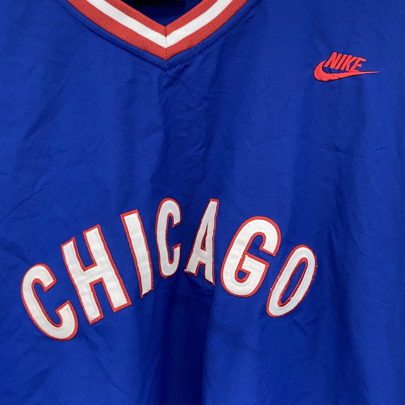 90s　NIKE　ナイキ　シカゴカブス　プルオーバーナイロンジャケット　ヴィンテージ　MLB　青　Lサイズ