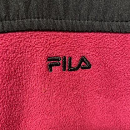 FILA 　フィラ　フリースジャケット/ボアジャケット　刺繍ロゴ　ワンポイント　ピンク　黒　ブラック　Lサイズ