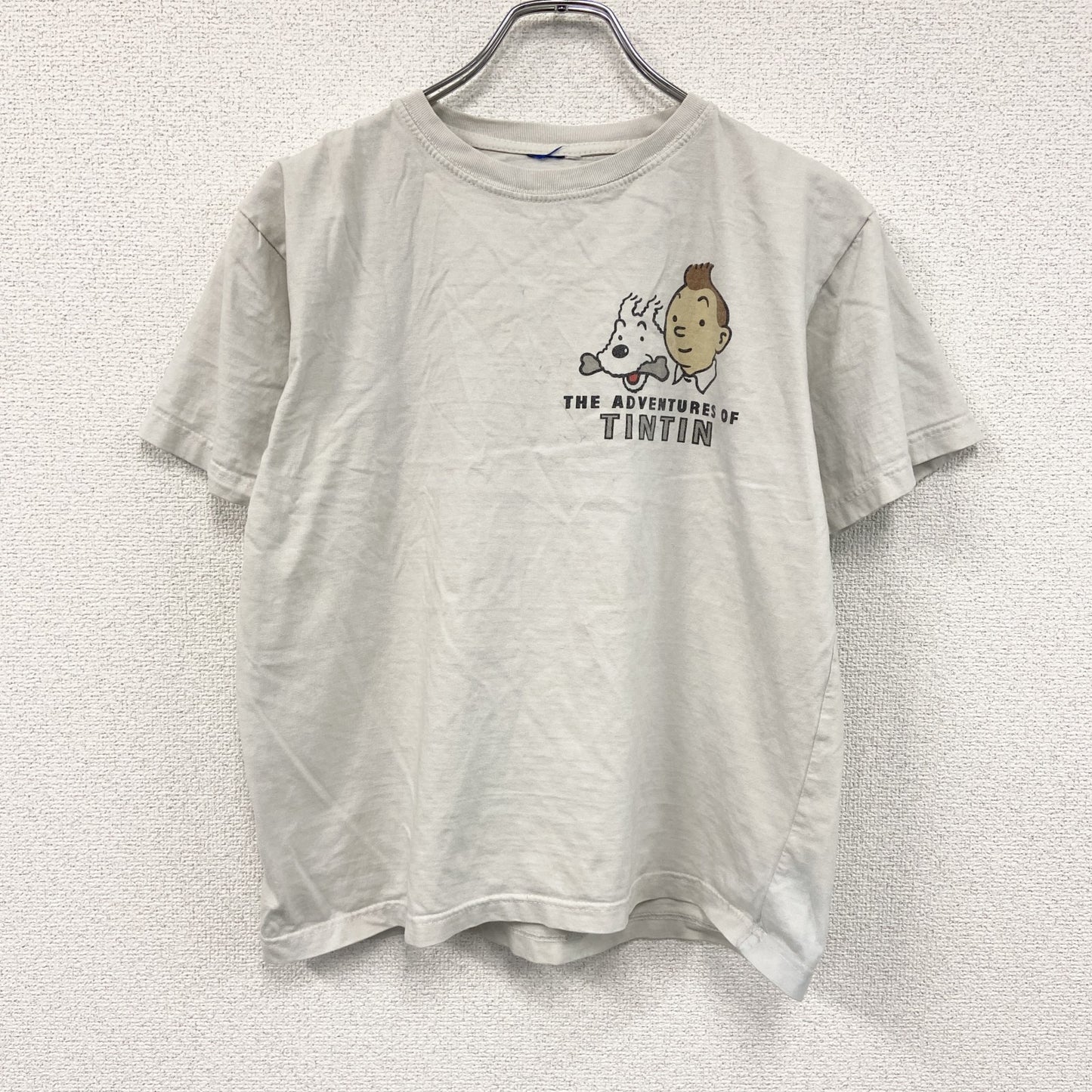 TIN TIN　タンタンの冒険　タンタンとピカロたち　半袖プリントTシャツ　コミックT　キャラクターT　白　ホワイト　