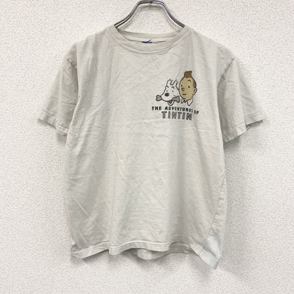 TIN TIN　タンタンの冒険　タンタンとピカロたち　半袖プリントTシャツ　コミックT　キャラクターT　白　ホワイト　