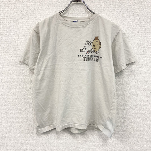 TIN TIN　タンタンの冒険　タンタンとピカロたち　半袖プリントTシャツ　コミックT　キャラクターT　白　ホワイト　