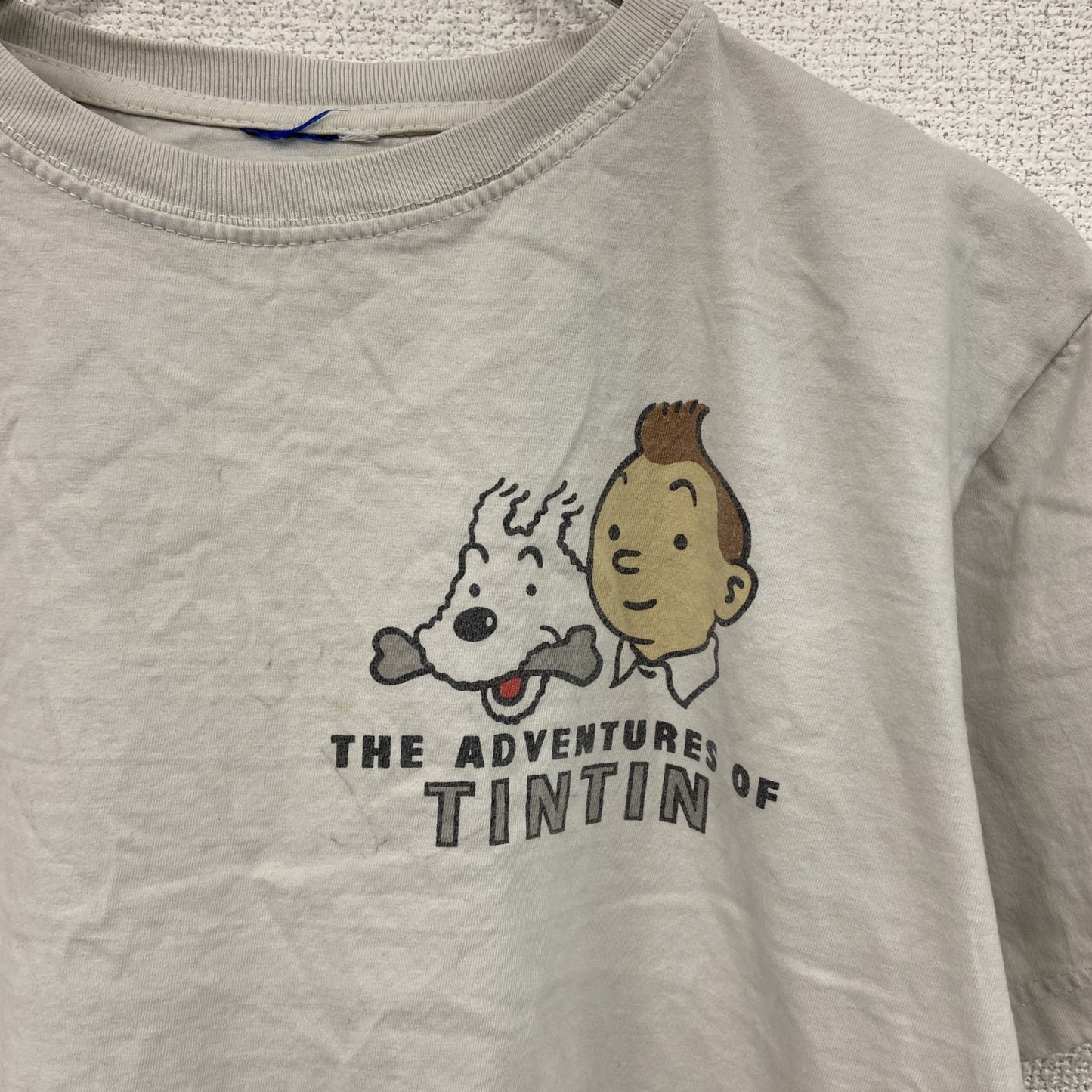 TIN TIN　タンタンの冒険　タンタンとピカロたち　半袖プリントTシャツ　コミックT　キャラクターT　白　ホワイト　