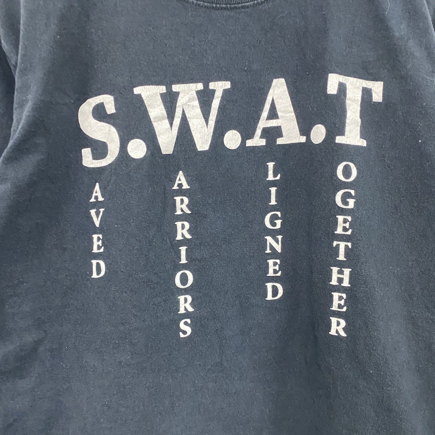 PORT＆COMPANY　半袖プリントメッセージTシャツ　S.W.A.T　英字プリント 　黒　ブラック　Mサイズ