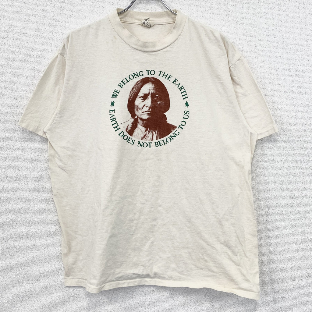 90s　ONEITA　半袖プリントTシャツ　ヴィンテージ　シングルステッチ　POWER-T　白　ホワイト　Lサイズ