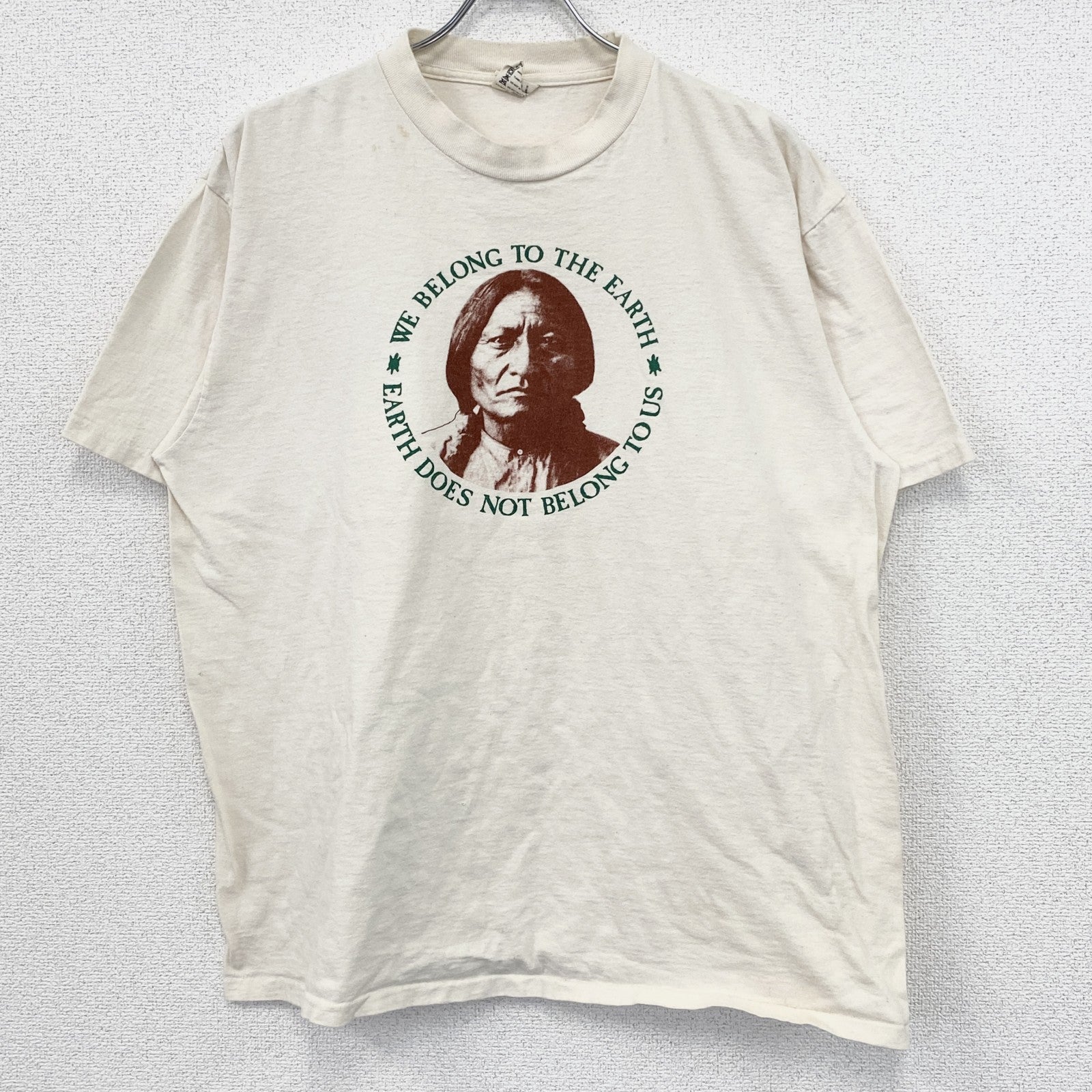 90s　ONEITA　半袖プリントTシャツ　ヴィンテージ　シングルステッチ　POWER-T　白　ホワイト　Lサイズ