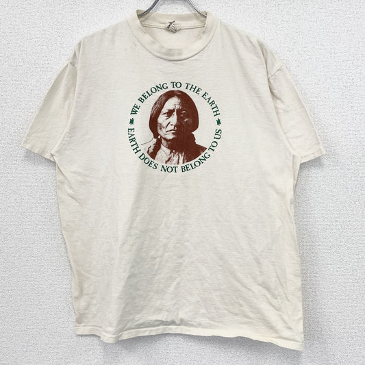 90s　ONEITA　半袖プリントTシャツ　ヴィンテージ　シングルステッチ　POWER-T　白　ホワイト　Lサイズ