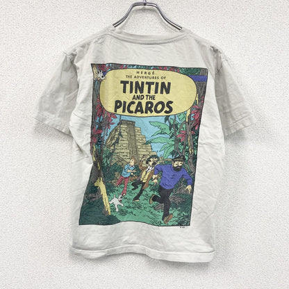 TIN TIN　タンタンの冒険　タンタンとピカロたち　半袖プリントTシャツ　コミックT　キャラクターT　白　ホワイト　