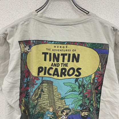 TIN TIN　タンタンの冒険　タンタンとピカロたち　半袖プリントTシャツ　コミックT　キャラクターT　白　ホワイト　
