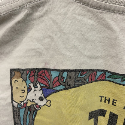 TIN TIN　タンタンの冒険　タンタンとピカロたち　半袖プリントTシャツ　コミックT　キャラクターT　白　ホワイト　