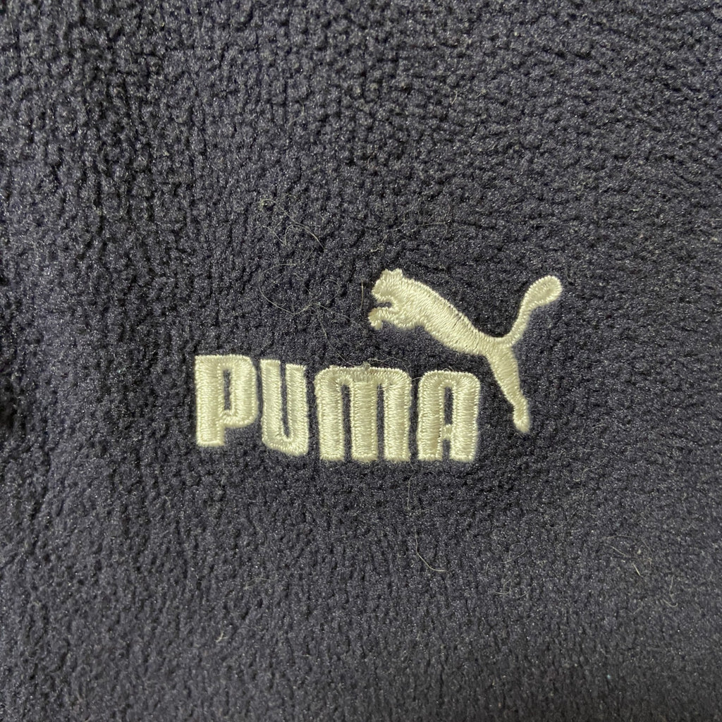 古着 used puma プーマ　フリースハイネックベスト　ワンポイントロゴ刺繍　ネイビー　紺　シンプル　ノームコア　Lサイズ