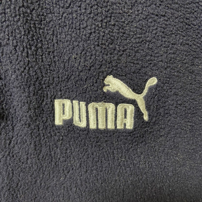 古着 used puma プーマ　フリースハイネックベスト　ワンポイントロゴ刺繍　ネイビー　紺　シンプル　ノームコア　Lサイズ