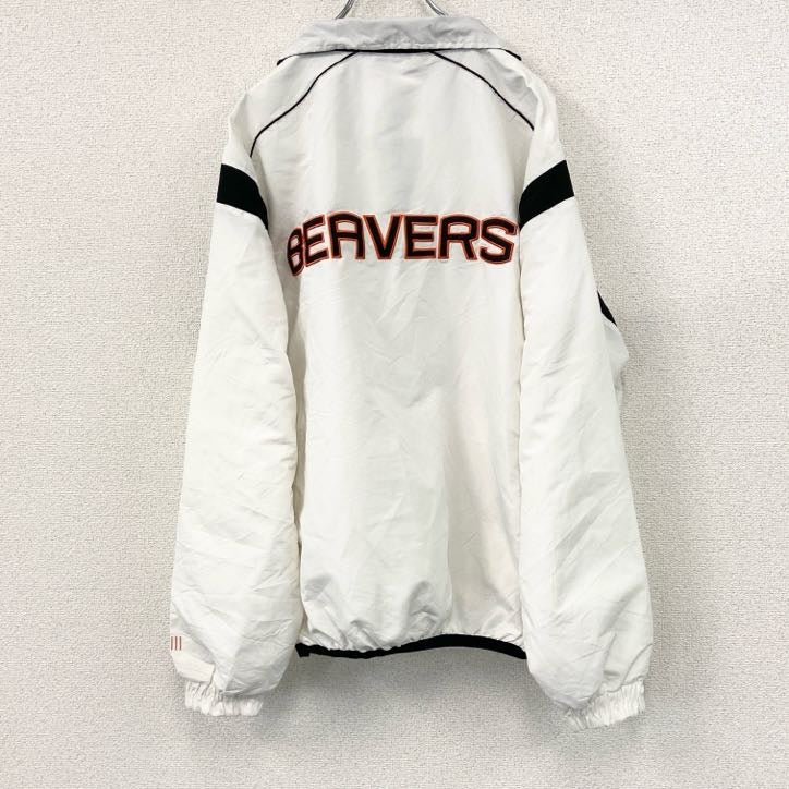 G-Ⅲ Sports by Carl Banks　ハーフジッププルオーバージャケット　カレッジロゴ　ワッペン　白　ホワイト　Lサイズ　