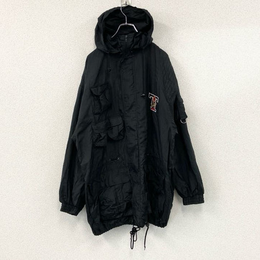 90s～　TOMMY HILFIGER　トミーヒルフィガー　フルジップナイロンジャケット　5つポケット　黒　ブラック　XLサイズ