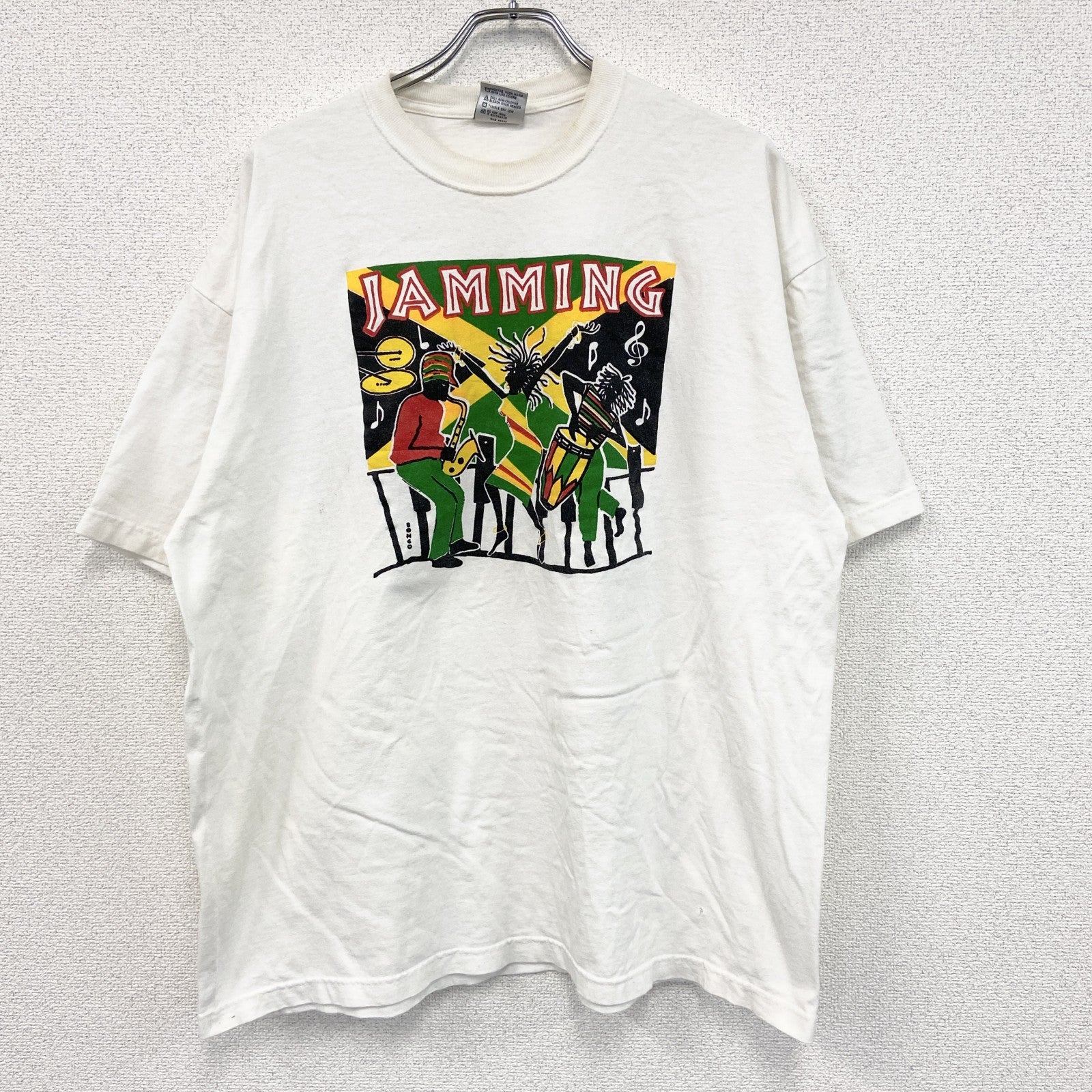 90s　BNK　ONE LOVE　レゲエ　半袖両面プリントTシャツ　ヴィンテージ　白　ホワイト　2XLサイズ