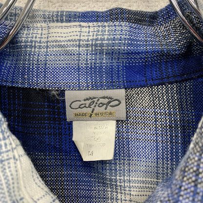CalTop　カルトップ　半袖シャツ　オンブレチェック　青　ブルー　Mサイズ