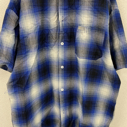CalTop　カルトップ　半袖シャツ　オンブレチェック　青　ブルー　Mサイズ