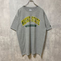 古着 used　RUSSELL ラッセル　半袖カレッジプリントTシャツ　ウェイン州立大学　グレー　レトロ　クルーネック　Lサイズ