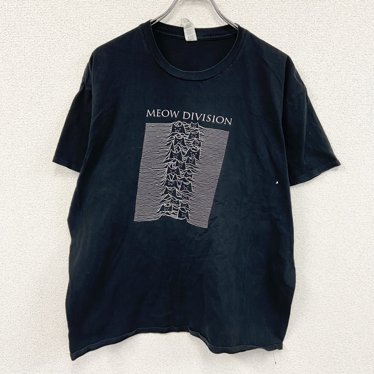 MEOW DIVISION　半袖プリントTシャツ　パロディT　JOY DIVISION　黒　ブラック　2XLサイズ