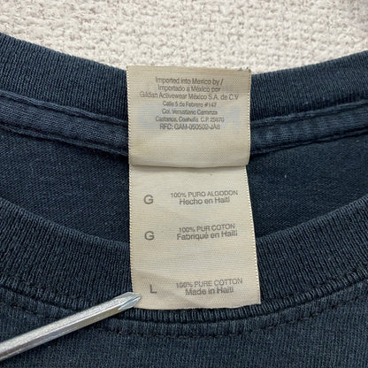 GILDAN　ギルダン　半袖プリントメッセージTシャツ　3連プリント　英字プリント　黒　ブラック　Lサイズ