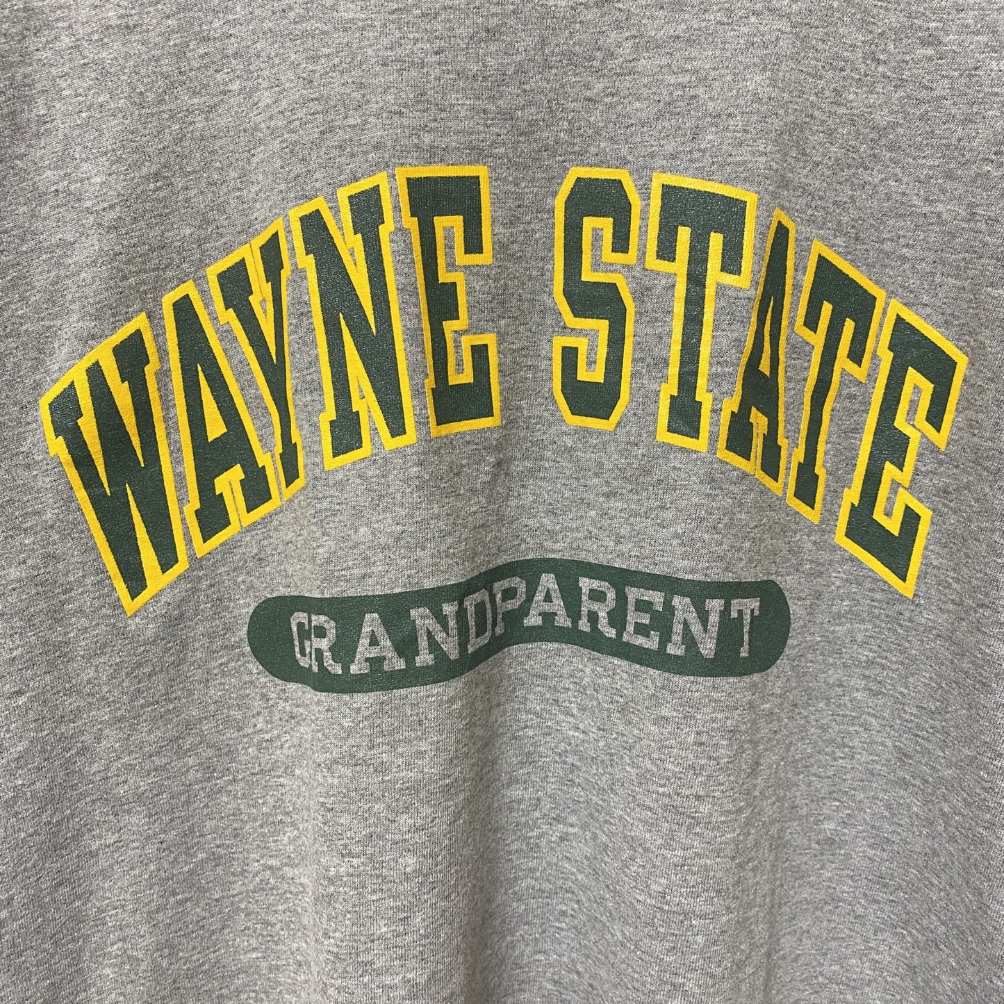 古着 used　RUSSELL ラッセル　半袖カレッジプリントTシャツ　ウェイン州立大学　グレー　レトロ　クルーネック　Lサイズ