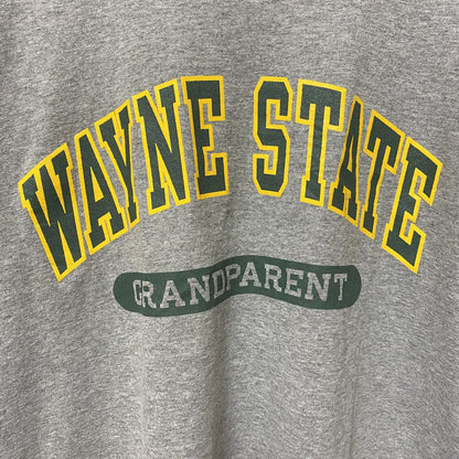 古着 used　RUSSELL ラッセル　半袖カレッジプリントTシャツ　ウェイン州立大学　グレー　レトロ　クルーネック　Lサイズ