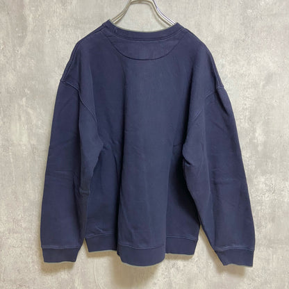 古着 used　grandma　長袖刺繍スウェット　トレーナー　ネイビー　紺　レトロデザイン　クルーネック　Mサイズ