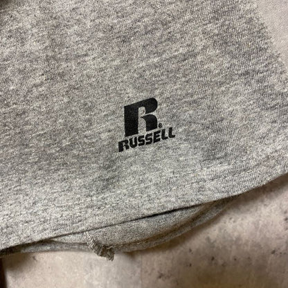 古着 used　RUSSELL ラッセル　半袖カレッジプリントTシャツ　ウェイン州立大学　グレー　レトロ　クルーネック　Lサイズ