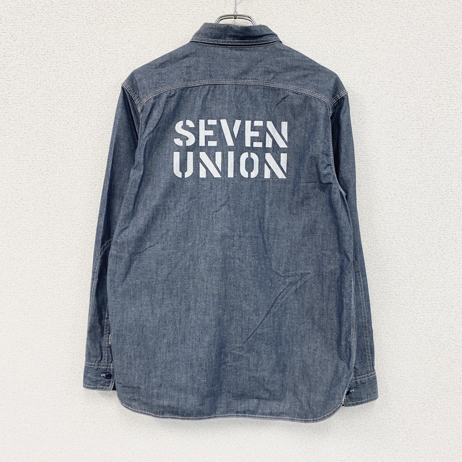 ⅦUNION　セブンユニオン　長袖ワークシャツ　インディゴ　Lサイズ