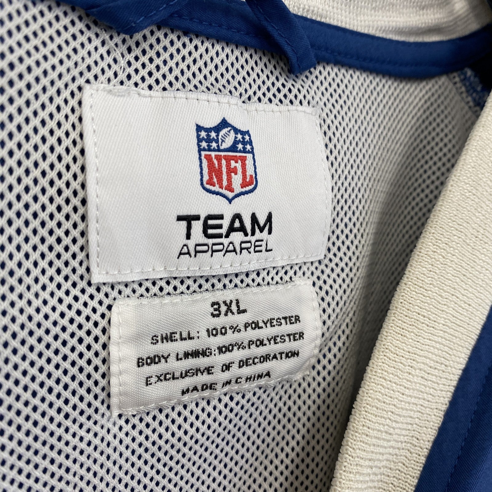 NFL　TEAM APPAREL　ナイロンジャケット　プルオーバー　青　3XLサイズ