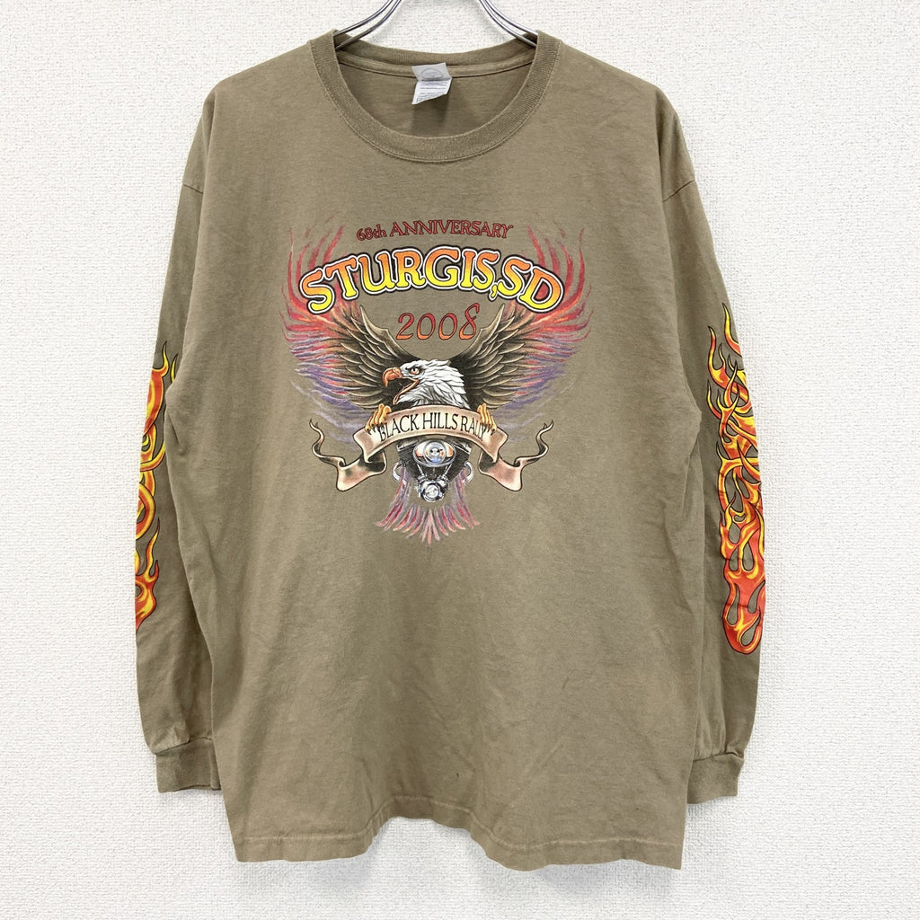 00s　DELTA　MAGUNUM WEIGHT　デルタ　長袖プリントTシャツ　ベージュ　XLサイズ