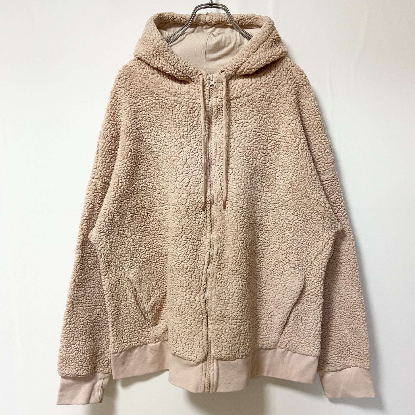 古着 used　C9 Champion チャンピオン　長袖フリースジャケット　フルジップパーカー　薄ピンク　Lサイズ