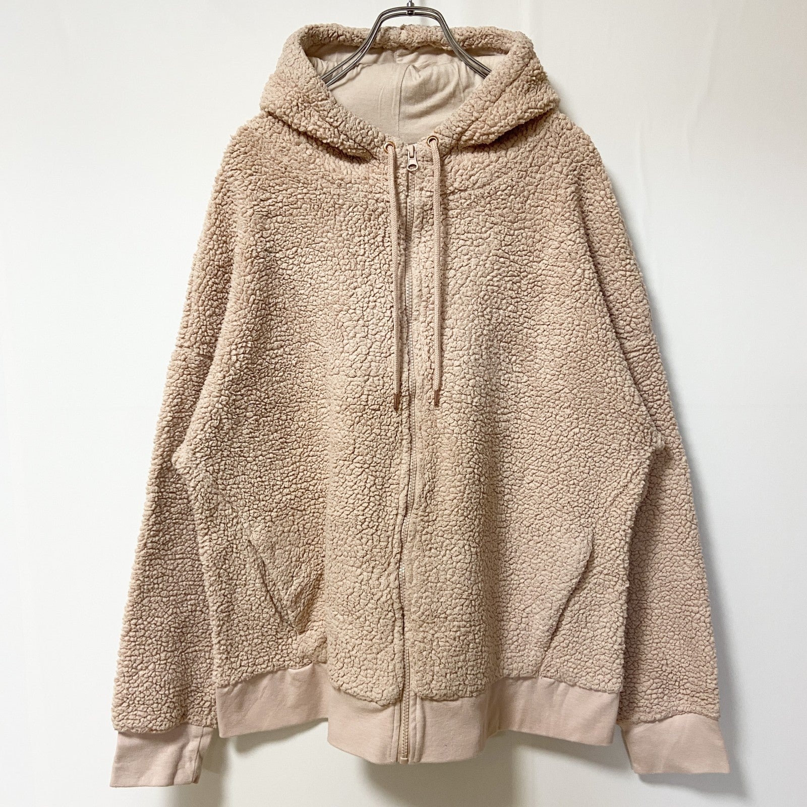 古着 used　C9 Champion チャンピオン　長袖フリースジャケット　フルジップパーカー　薄ピンク　Lサイズ