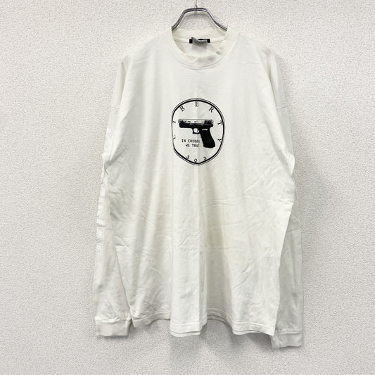 90s　PRO CLUB　プロクラブ　長袖Tシャツ/ロンT　アーチプリント　クルーネック　ヴィンテージ　白　ホワイト　3XLサイズ