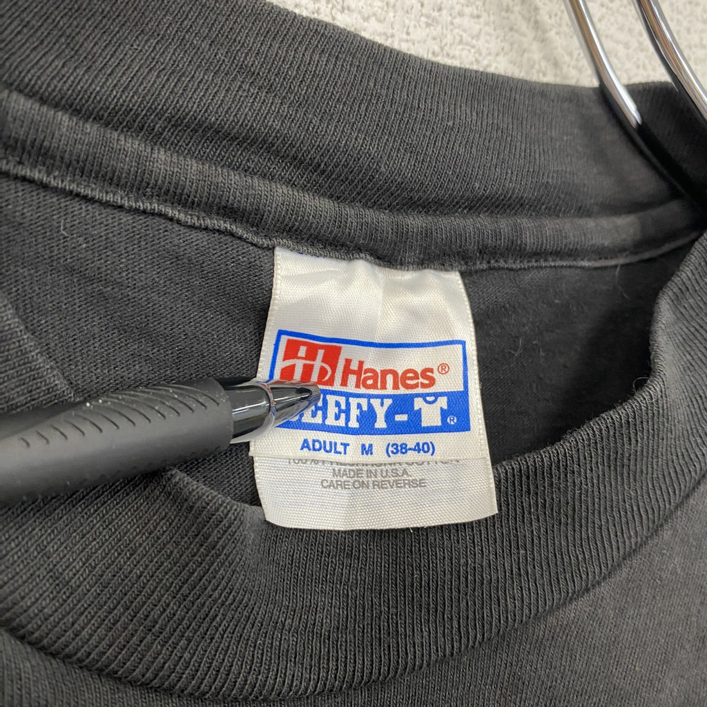 90s～　Hanes　ヘインズ　半袖プリントTシャツ　ヴィンテージ　シングルステッチ　黒　ブラック　Mサイズ