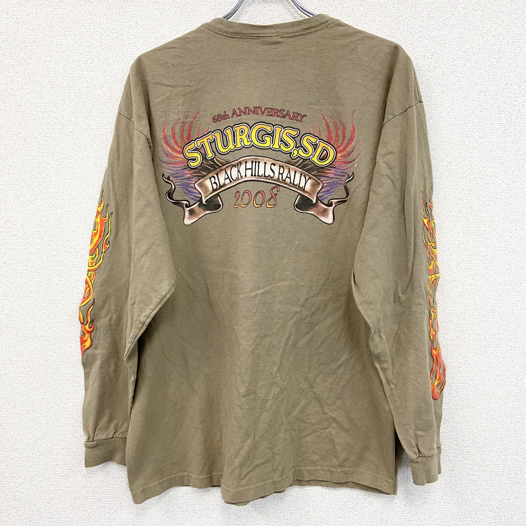 00s　DELTA　MAGUNUM WEIGHT　デルタ　長袖プリントTシャツ　ベージュ　XLサイズ